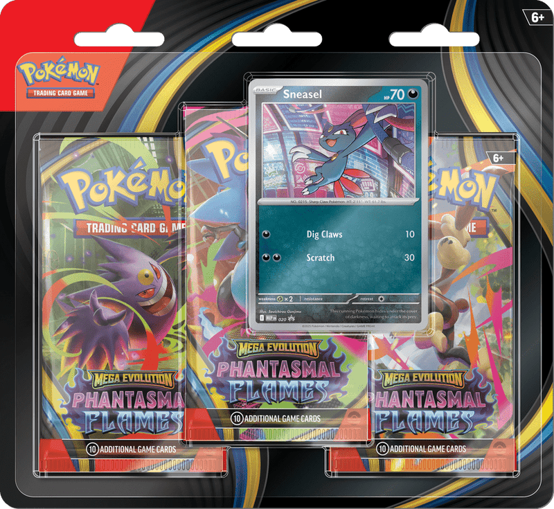 Pokemon ME02 Phantasmal Flames 3PK Blister (Pre - Order) - Cartes Sportives Rive Sud