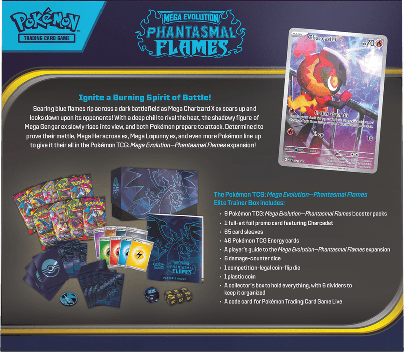 Pokemon ME02 Phantasmal Flames Elite Trainer Box (Pre - Order) - Cartes Sportives Rive Sud