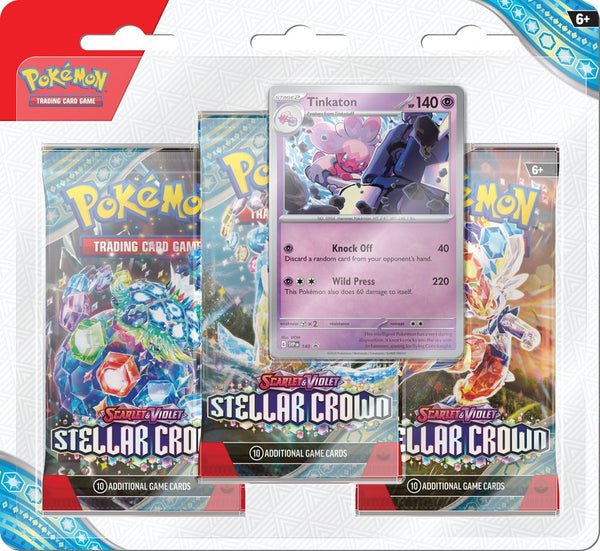 Pokemon SV7 Stellar Crown 3 Pack Blister (Pre - Order) - Cartes Sportives Rive Sud