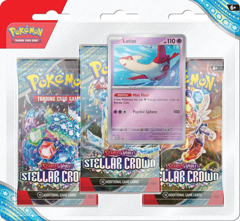 Pokemon SV7 Stellar Crown 3 Pack Blister (Pre - Order) - Cartes Sportives Rive Sud