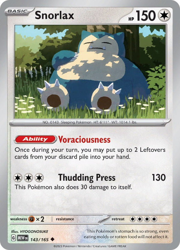 Snorlax [MEW - 143/165] - Cartes Sportives Rive Sud