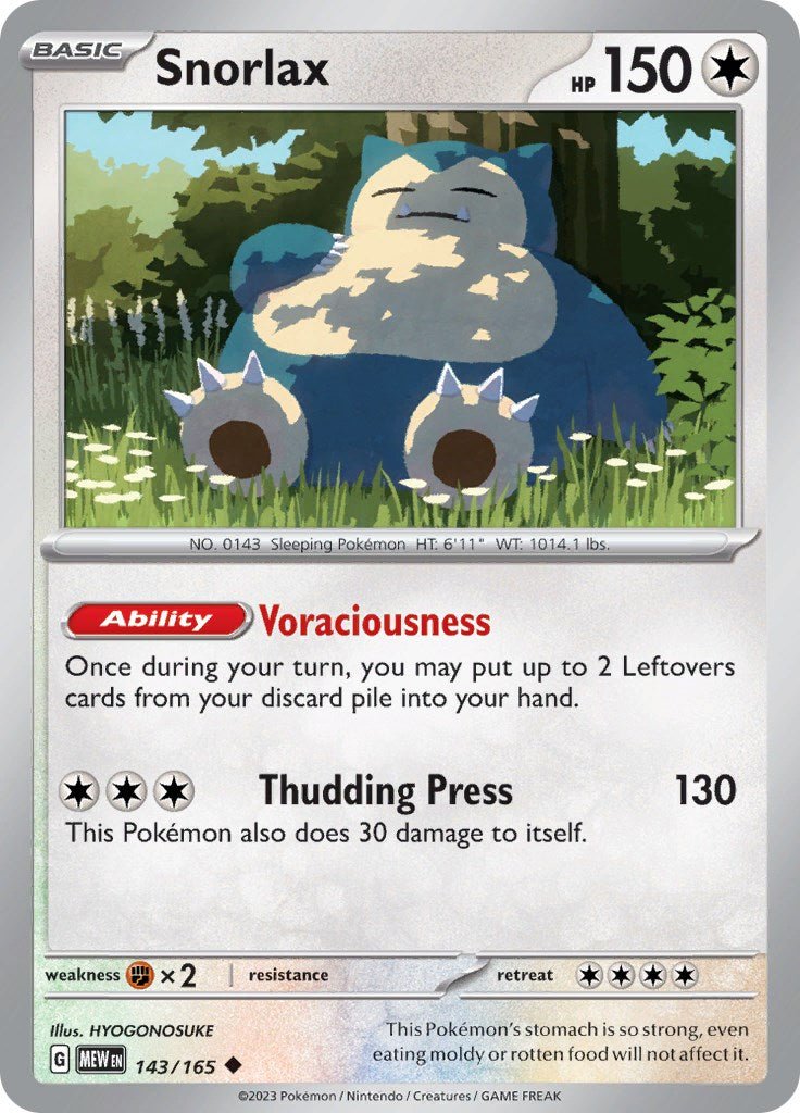 Snorlax [MEW - 143/165] - Cartes Sportives Rive Sud