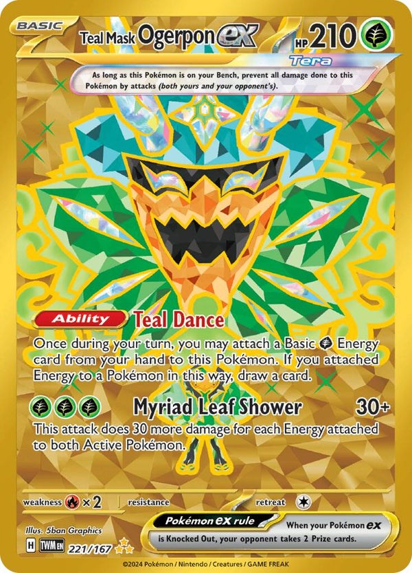 Teal Mask Ogerpon ex - 221/167 [TWM - 221/167] - Cartes Sportives Rive Sud