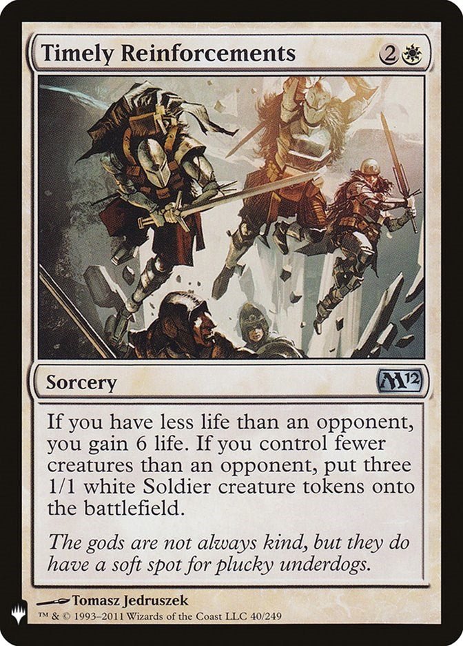 Timely Reinforcements [LIST - 40] - Cartes Sportives Rive Sud