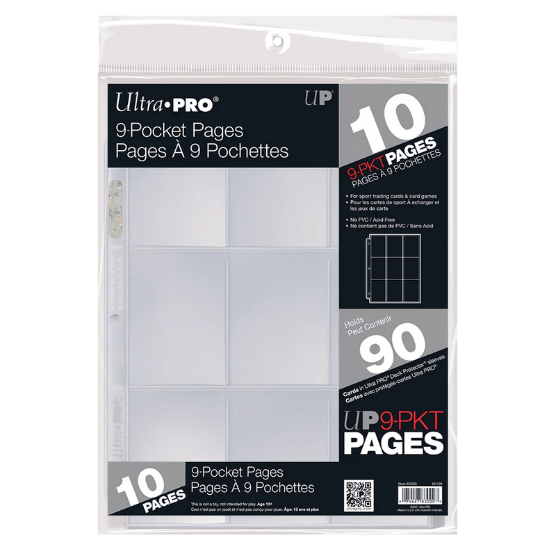 Ultra Pro 9 - Pocket Retail Page Standard Size Cards (10ct) - Cartes Sportives Rive Sud