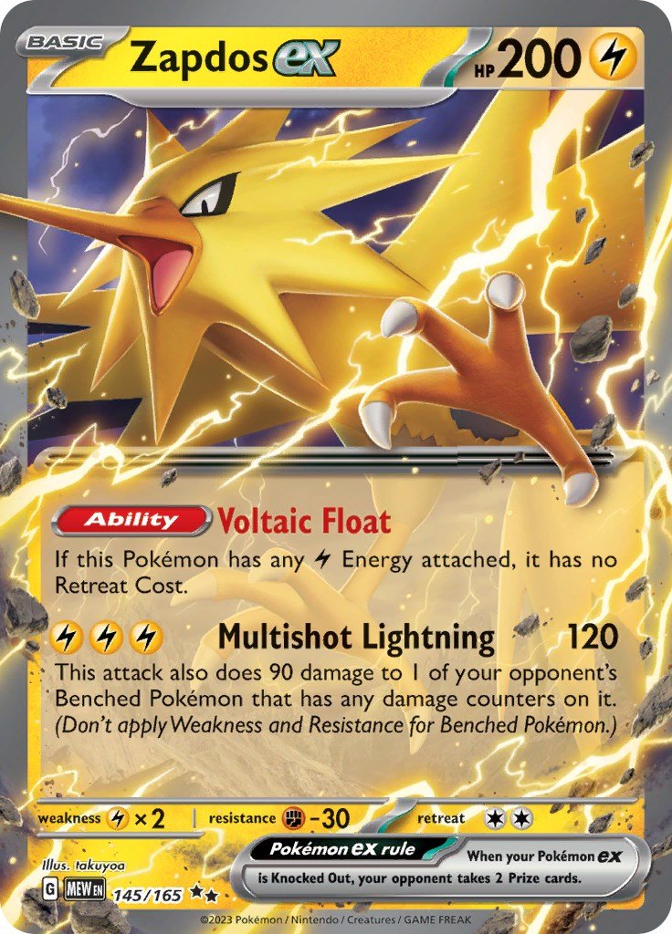 Zapdos ex - 145/165 [MEW - 145/165] - Cartes Sportives Rive Sud