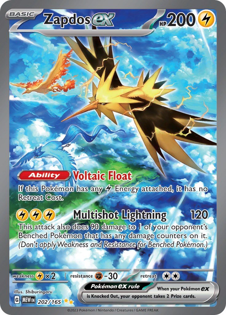 Zapdos ex - 202/165 [MEW - 202/165] - Cartes Sportives Rive Sud